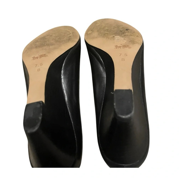 COACH women’s Black Peep Toe wedges size 7.5 - Picture 7 of 9